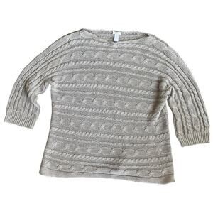 Chico’s Chicos taupe 100% linen cable knit boot neck sweater XL